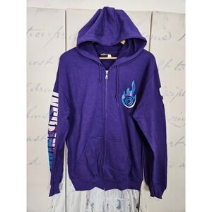 Insomniac Events Mens Purple Full Zip Hoodie Flame Eye Logo Graphic Medium